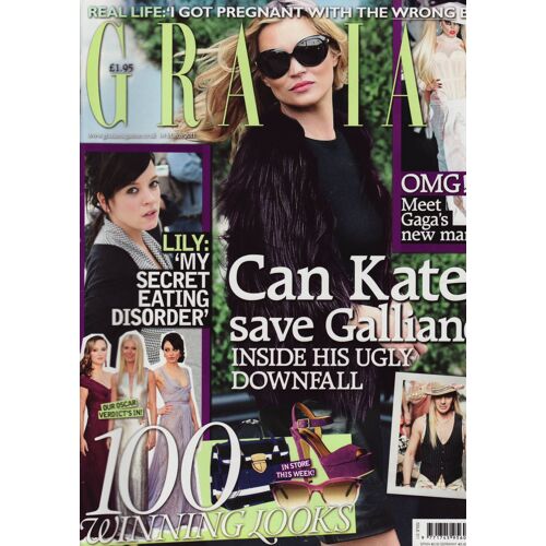 Grazia (Uk Edition) / 14-03-2011 N°311 : Kate Moss (1/4p) - John Galliano (5p) - Oscar 2011 (11p)