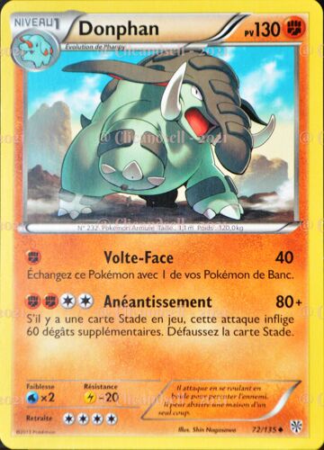 Carte Pok?Mon 72/135 Donphan 130 Pv Bw09 - Temp?Te Plasma Neuf Fr