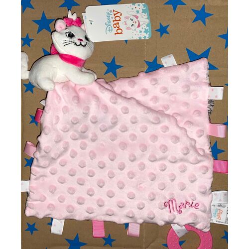 Doudou Chat Marie Disney Baby Mouchoir Rose Pois Relief Peluche Jouet Bebe Anneau Rose Dentition Naissance