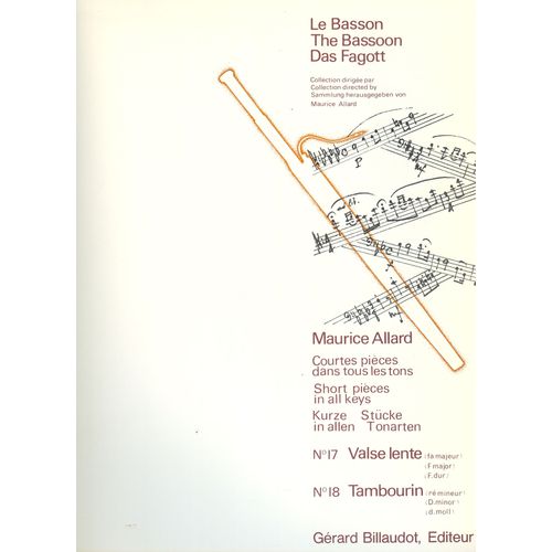 Courtes Pièces Dans Tous Les Tons N° 17 Valse Lente Et N° 18 Tambourin - Pour Basson Et Piano
