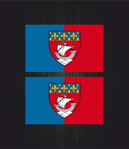 2x Autocollant Sticker Voiture Moto Macbook Drapeau Blason Paris Ile De France
