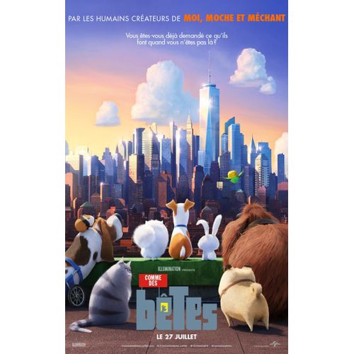 Comme Des Bêtes /The Secret Life Of Pets - Véritable Pre-Affiche De Cinéma Pliée - Format 120x160 Cm - De Yarrow Cheney, Chris Renaud Avec Les Voix De Kevin Hart, Louis C.K., Albert Brooks - 2016