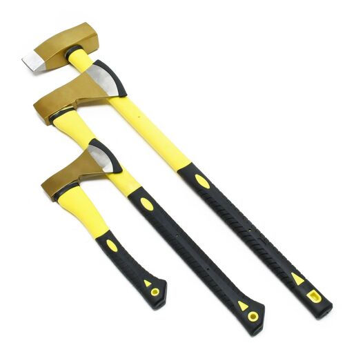 Lot de 3 haches composé d'une hache à fendre et d'un marteau à fendre jaune et noir Helloshop26 16_0002715