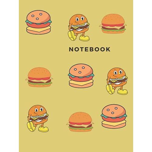 Burger Notebook: 8.5" X 11" 120 Pages Burger Composition Notebook