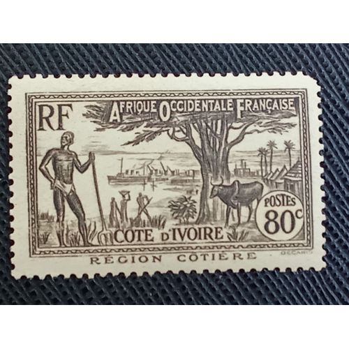 Timbre Cote D'Ivoire Y T 122 A Région Côtière 1938 ( 021009 )