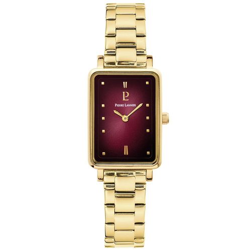 Montre Femme Ariane Doré Cadran Bordeaux Bracelet Acier Doré 12 Mm