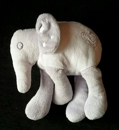 Doudou Éléphant Blanc Et Gris Étoiles Grain De Blé