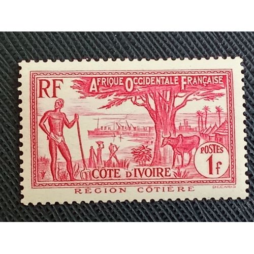 Timbre Cote D'Ivoire Y T 124 A Région Côtière 1938 ( 021009 )