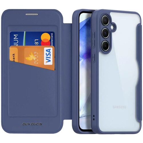 Etui Antichoc Pour Galaxy A55(5g) Bleu Avec Rabat Latéral Et Fonction Stand