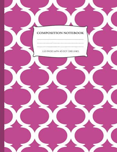 Composition Notebook: Fuchsia Pink Moroccan Tile Print, Unique Dot-Lined Paper, 5mm Narrow-Ruled, 8.5" X 11", 110 Pages