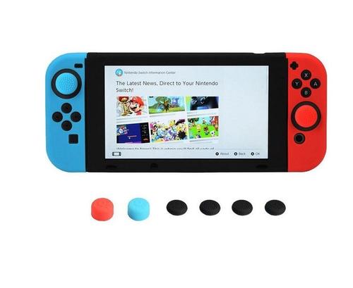 Étui De Protection En Silicone Antidérapant Et Pouce Stick Joystick Cap Pour Nintendo Switch & Joy-Con (11pcs)