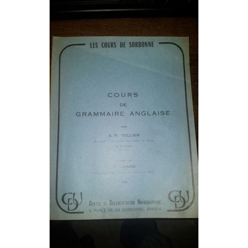Cours De Grammaire Anglaise ( Les Cours De La Sorbonne