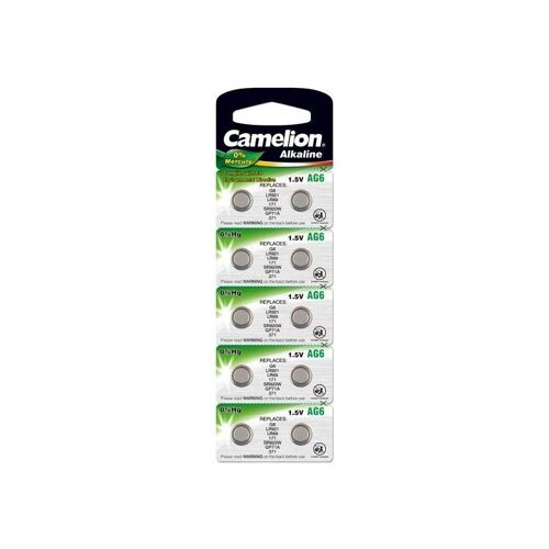 Pack de 10 piles Camelion Alcaline 1.5V AG6 0% Mercury/Hg