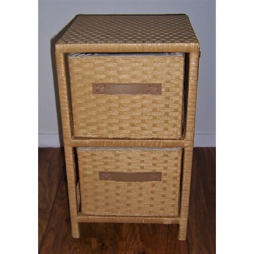 Table De Chevet Ou Chiffonnier En Osier Et Bois