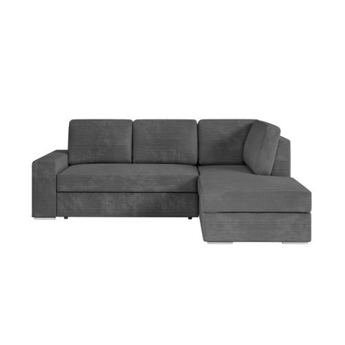 Aden - Canapé D'angle Convertible Avec Coffre En Velours Côtelé - Angle Droit - Gris Foncé