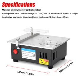 Mini scie à Table 96W, 7 vitesses, alimentation réglable, scie électrique de bureau