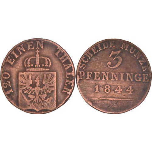 Allemagne - Royaume De Prusse - 1844 - 3 Pfenninge - Frédéric-Guillaume Iv - Km#449 - B206