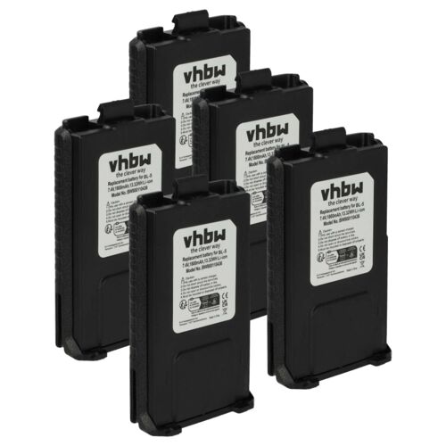 vhbw 5x Batterie compatible avec TYT TH-F8, TH-F9 radio talkie-walkie (1800mAh, 7,4V, Li-ion)