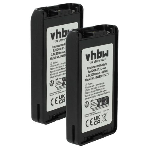 vhbw 2x Batterie compatible avec Kenwood TK-3360M, TK-3360E, TK-3360, TK-3178 radio talkie-walkie (2000mAh, 7,4V, Li-ion)