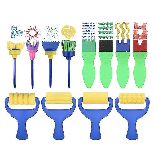 12 Pcs Éponge Pinceaux Kits Enfants Peinture Ensemble Pour Bricolage Apprentissage-Yh