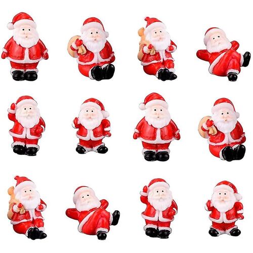 12pcs Figurine Du Père Noël, Figurines De Noël Miniatures, Mignon Résine Santa Table Top Figurines Paysage Decora