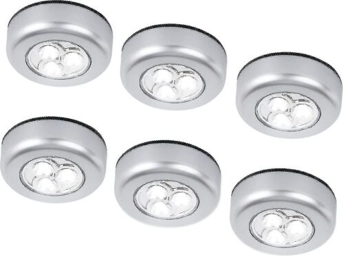 6 Pack Led Alimenté Par Batterie Sans Fil Night Light Stick Tap Touch Lamp Stick-On Push Light Pour Placards, Armoires, Comptoirs Ou Buanderies, Sans Fil