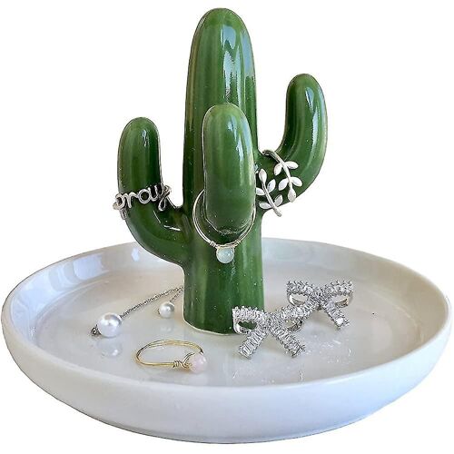 Porte-Bague, Porte-Bague De Cactus Plat Pour Bijoux, Porte-Bagues Succulentes En Céramique