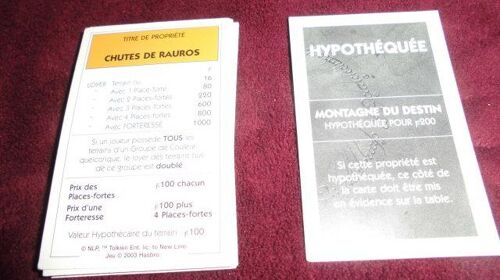 Carte Propriété Pour Monopoly Seigneurs Des Anneaux