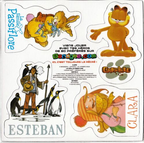 Ensemble De 4 Magnets Garfield, Clara, Esteban Et La Famille Passiflore (Bandgee)
