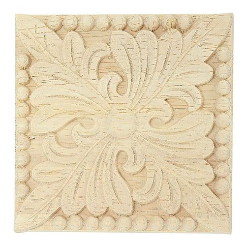 Appliques En Bois Naturel Cartouches Carrées De Sculpture De Fleurs Moulures Décoratives En Bois Pour Porte D'armoire Fu