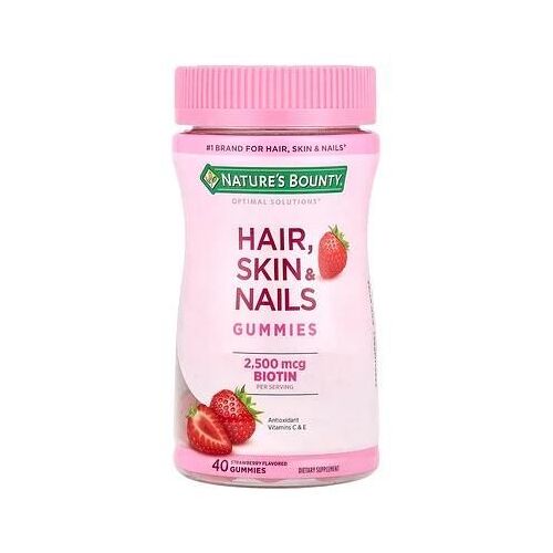 Nature's Bounty, Gommes Pour Cheveux, Peau Et Ongles, Arôme Fraise, 40 Gommes 