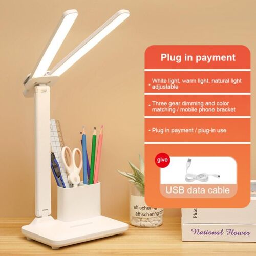 Lampe De Table Led Pliable, Lumière À Intensité Tactile, Haute Luminosité, Pour Bureau, Travail, Étude, Protection Des Yeux