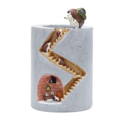 Pot De Fleurs En Résine, Modèle Mignon, Porte-Stylo, Figurine Lapin Hérisson, Jardinière De Jardin, Cadeau De Nouvel An Pour Enfants