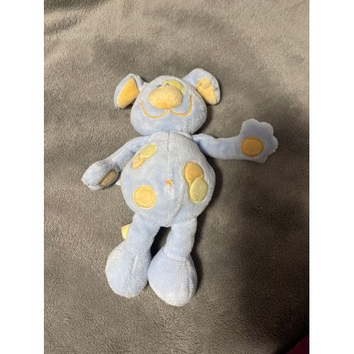 Doudou Peluche Chien Ours Kiabi Bleu Grelot