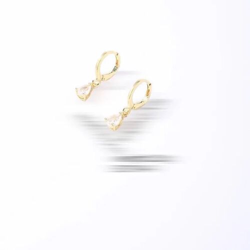 Boucles D'oreilles Plaqué Or Avec Petite Pierre Blanche