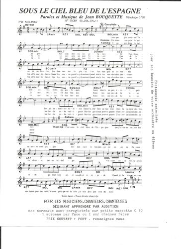 Sous Le Ciel Bleu De L'espagne (Paso) + Dans Les Plis De Mon Accordéon (Valse Chantée) + Je Voudrais Peindre (Slow Rock) + Dis-Moué Doudou (Biguine Antillaise)