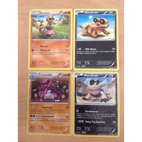 Mascaïman 70pv (68/116) + Mascaïman 70pv (64/108) + Escroco 90pv (61/98) + Crocorible 140pv (65/114) 