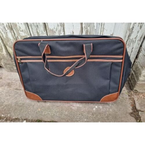 BAGAGE VALISE SAC A MAIN TOILE ET CUIR MARRON VALISETTE PRATIQUE SAMBORO 55X40X20 CM VOYAGE  MALLETTE  TROUSSE  GRANDE BOURSE  LUGGAGE   ZIP MULTI POCHES LEGER
