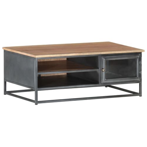 Vidaxl Table Basse Gris 90x50x35 Cm Bois D'acacia Massif