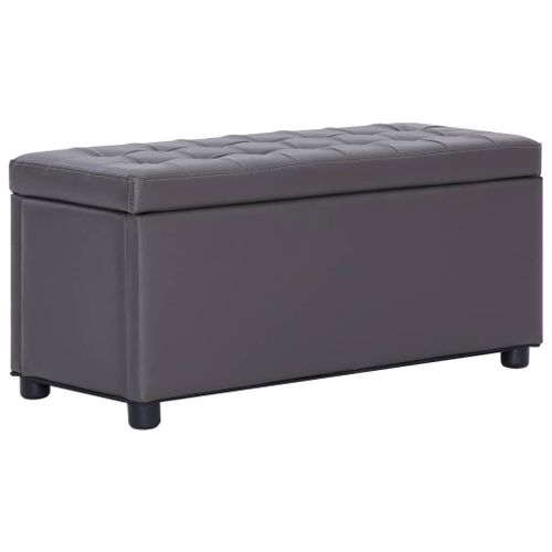 Vidaxl Pouf De Rangement 87,5 Cm Gris Similicuir