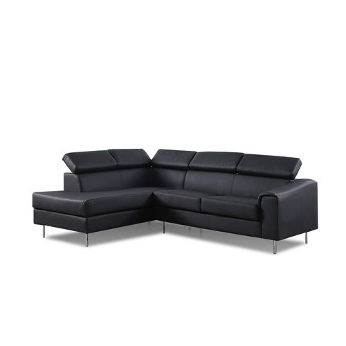 Canapé d'angle gauche en simili (PU) noir - Hudson