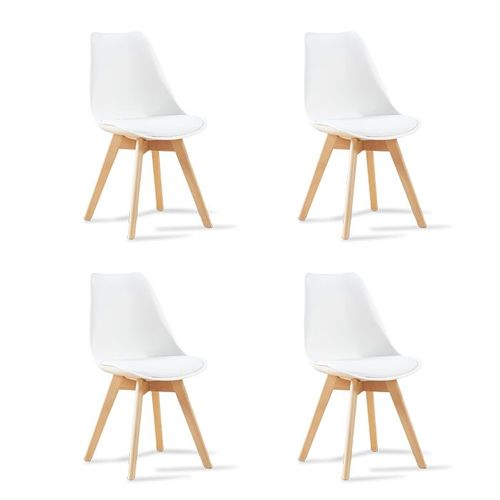 Lot De 4 Chaises Scandinaves Blanches - Bjorn
