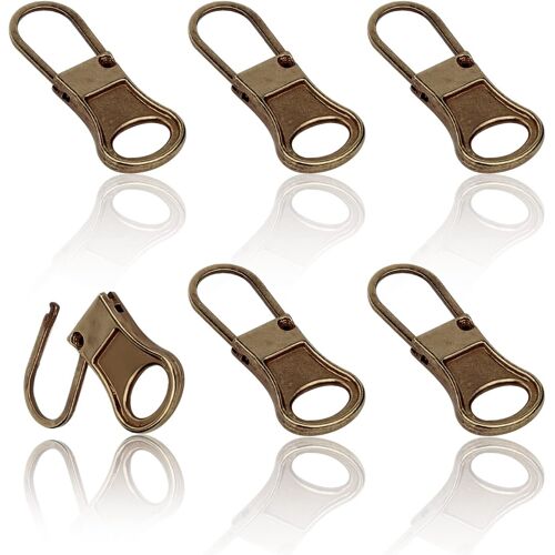 Mevronisshop-6 Pièces Tirette De Remplacement Zip, Détachable Languette Tirette Métal Rallonge De Cordon De Tirette Kit De Réparation Tirette Pour Vestes Jeans Bottes Sacs À Dos Valises Sacs À Main (