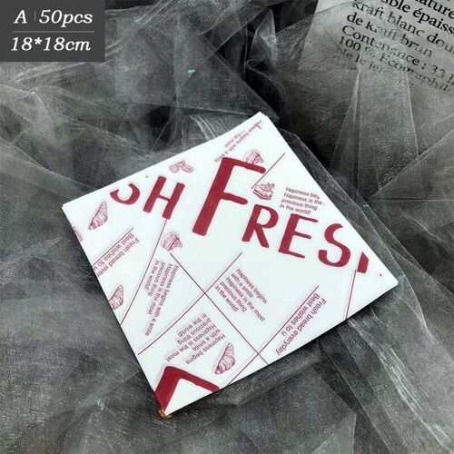 Papier ciré résistant à l'huile, 50 feuilles, emballage alimentaire, pour pain, Sandwich, Burger, frites, outils de cuisson, restauration rapide