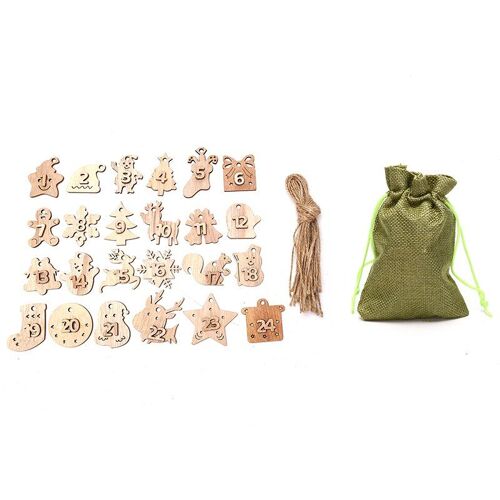 Ensemble d'étiquettes numériques de noël, calendrier de l'avent, en toile de jute, 24 jours, pour cadeau, décoration DIY, 1 ensemble