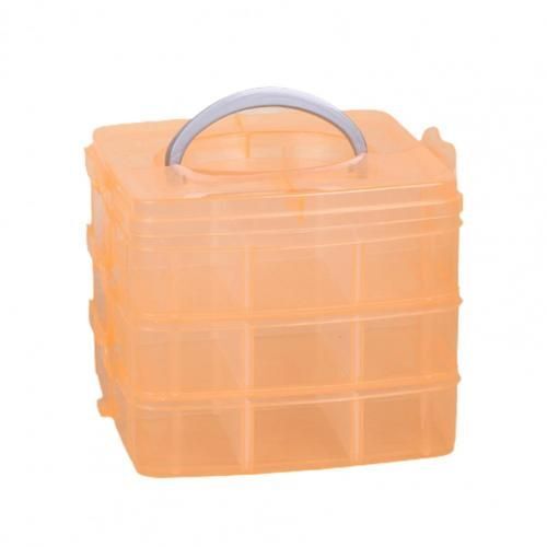 Boîte de rangement artisanale avec poignée, empilable, 3 couches en plastique, Durable, Portable, petits objets d'ornements, conteneur de rangement à domicile