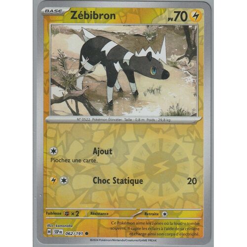Carte Pokémon - Zébibron - 062/191 - Reverse - Ev8 Etincelles Déferlantes