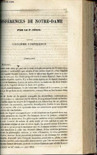 Conferences De Notre Dame - 5e Conference : L'egalité / Dsicours Prononcé Par Mgr L'eveque De Versailles.