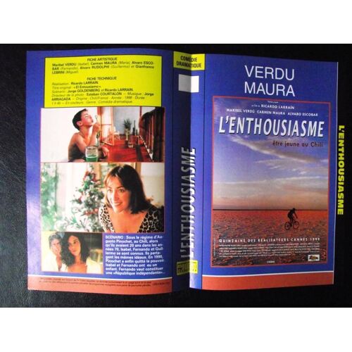 Jaquette Du Film.L'entousiasme(1998).Réalisation.Ricardo Larrain Avec Maribel Verdu,Carmen Maura,Alvaro Escobar,Alvaro Rudolph