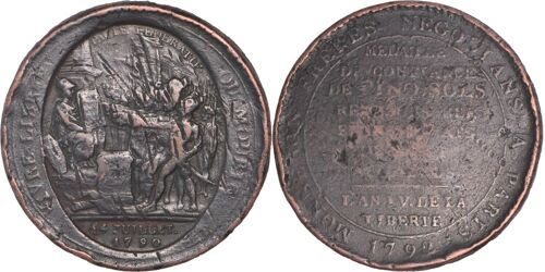 France - Monneron De 5 Sols Au Serment - Pacte Fédératif - Tranche Lisse - B193